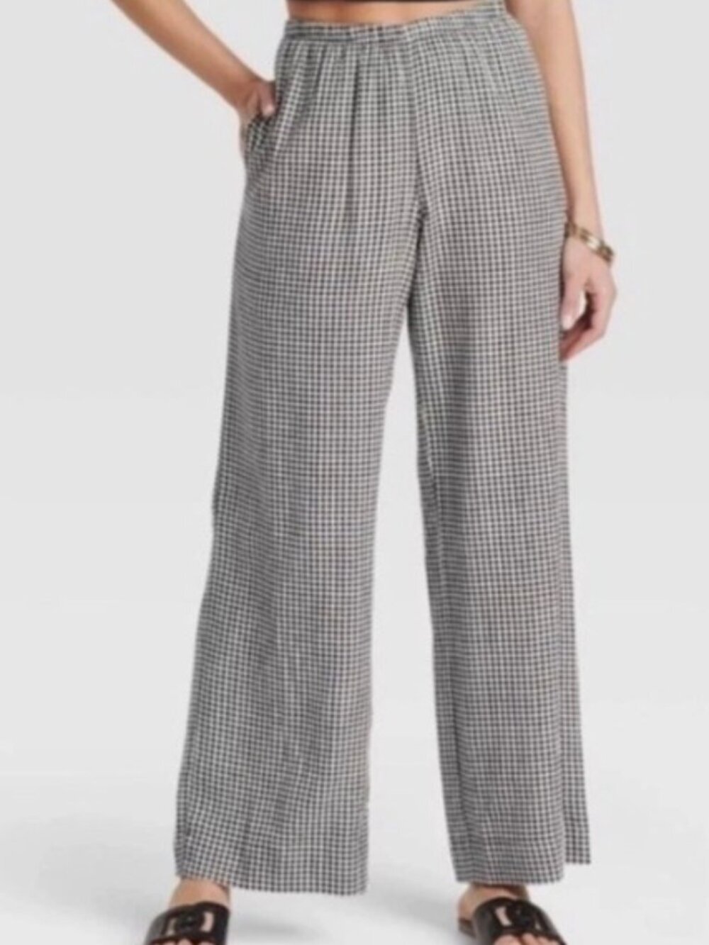 A New Day Plaid Black and White Checker Gingham Pant Size Small
